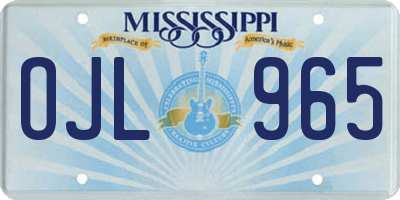 MS license plate OJL965
