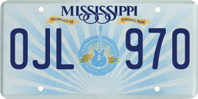 MS license plate OJL970
