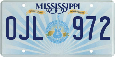 MS license plate OJL972