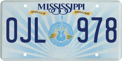 MS license plate OJL978