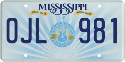 MS license plate OJL981