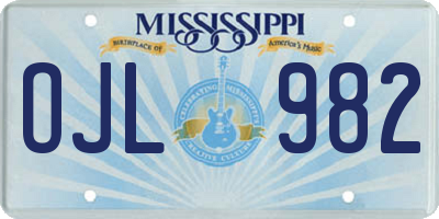 MS license plate OJL982