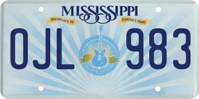 MS license plate OJL983