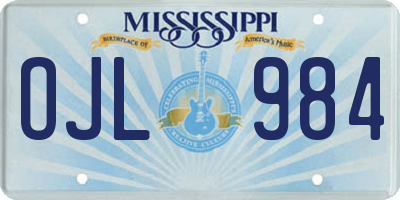 MS license plate OJL984