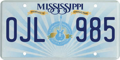 MS license plate OJL985