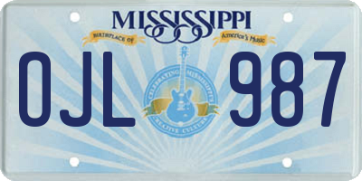 MS license plate OJL987