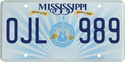 MS license plate OJL989