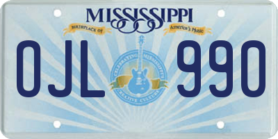 MS license plate OJL990