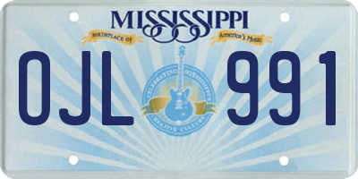 MS license plate OJL991