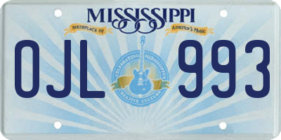 MS license plate OJL993