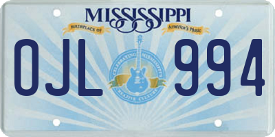 MS license plate OJL994