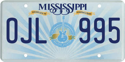 MS license plate OJL995