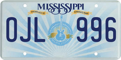 MS license plate OJL996