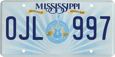 MS license plate OJL997