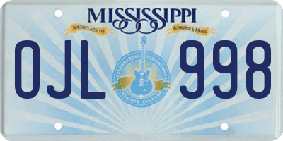 MS license plate OJL998