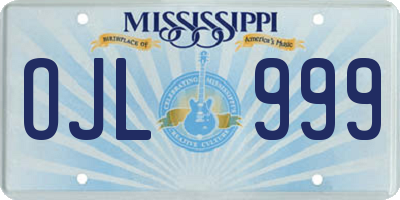 MS license plate OJL999