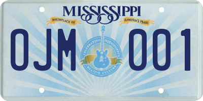 MS license plate OJM001