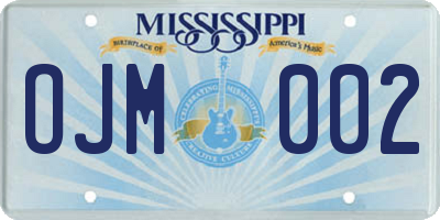 MS license plate OJM002