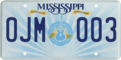 MS license plate OJM003