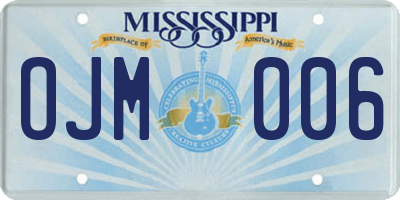 MS license plate OJM006