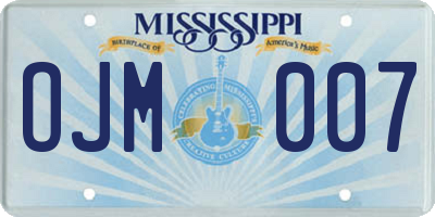 MS license plate OJM007