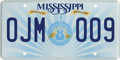 MS license plate OJM009