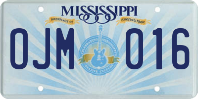 MS license plate OJM016
