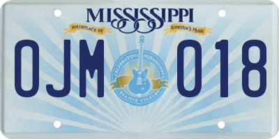MS license plate OJM018