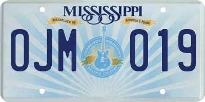 MS license plate OJM019