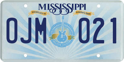 MS license plate OJM021