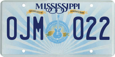 MS license plate OJM022