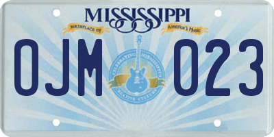 MS license plate OJM023