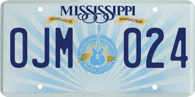 MS license plate OJM024