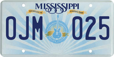 MS license plate OJM025