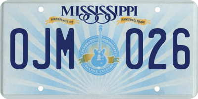 MS license plate OJM026