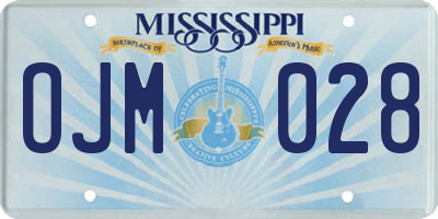 MS license plate OJM028