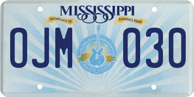 MS license plate OJM030