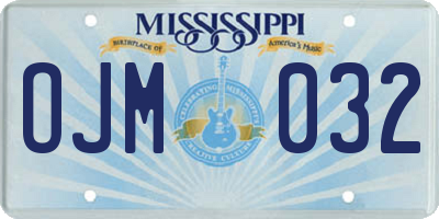 MS license plate OJM032