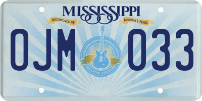 MS license plate OJM033