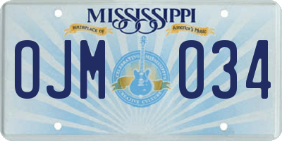 MS license plate OJM034