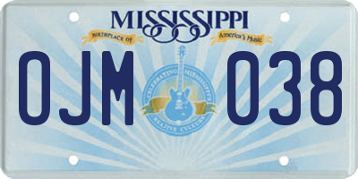 MS license plate OJM038
