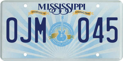 MS license plate OJM045