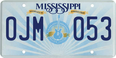 MS license plate OJM053