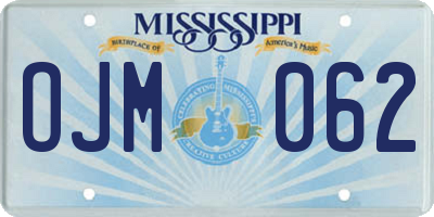 MS license plate OJM062