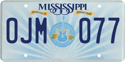 MS license plate OJM077