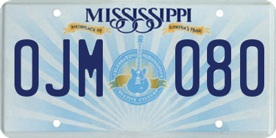 MS license plate OJM080
