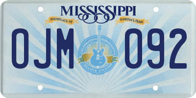 MS license plate OJM092