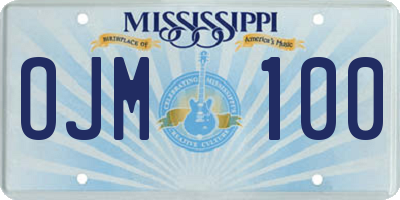 MS license plate OJM100
