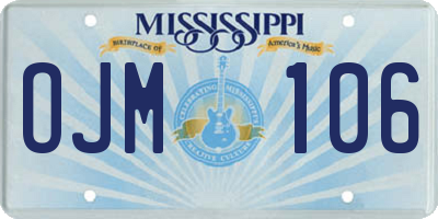 MS license plate OJM106