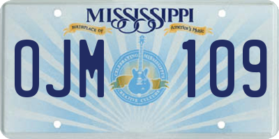 MS license plate OJM109